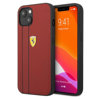 MINIKHARID-ferrari-genuine-leather-hard-case-with-debossed-stripes-for-iphone-13-PROMAX 1